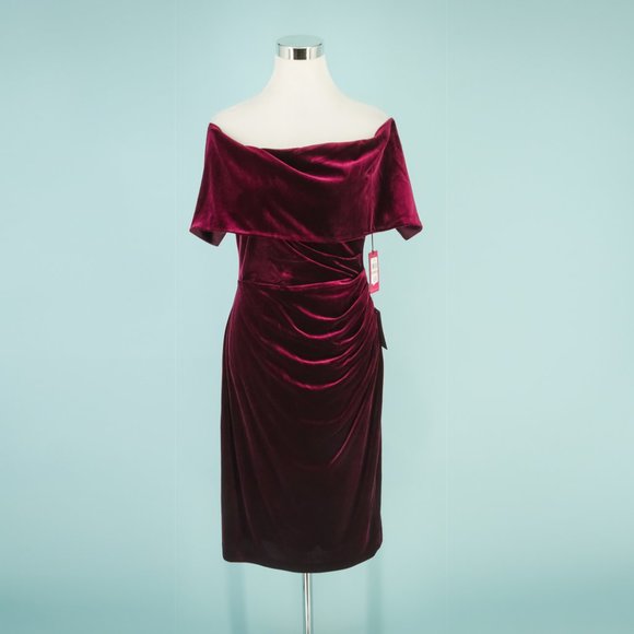 vince camuto burgundy velvet dress